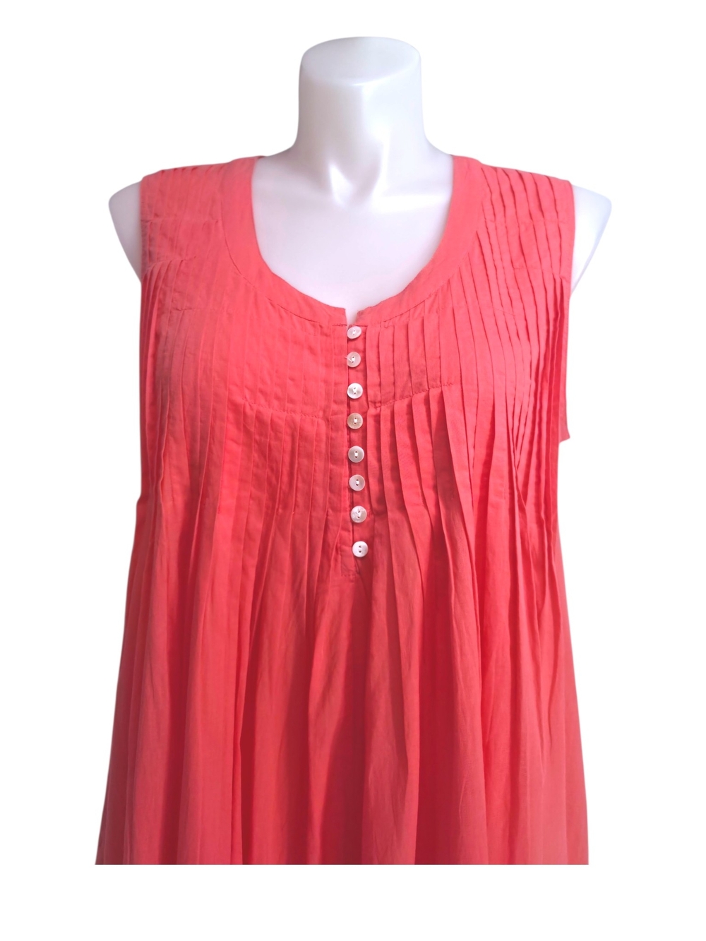 LA CERA Coral Cotton Pintuck Midi Dress XL Boho Embroidered India - Picture 3 of 13